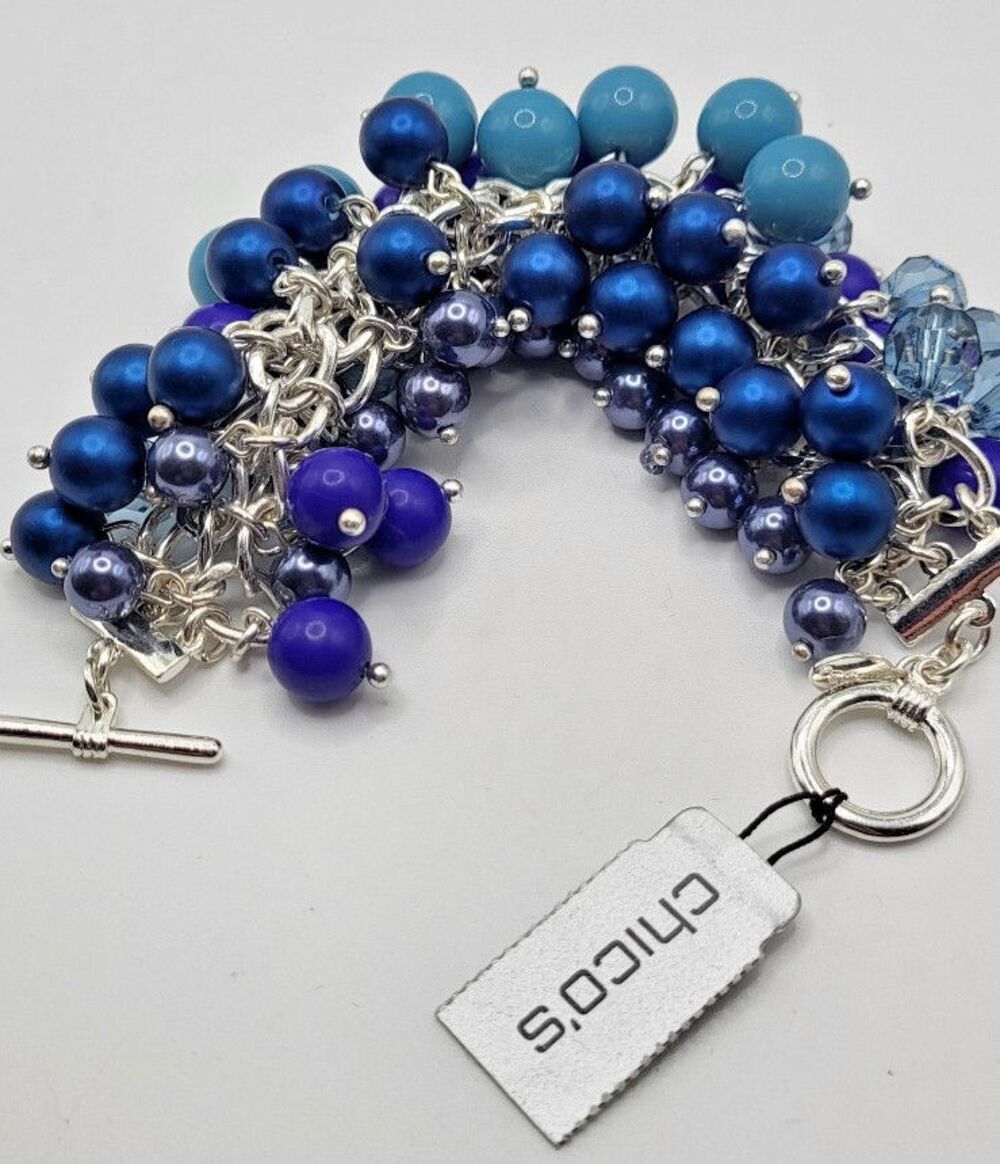 New With Tags Chico's Bauble Bracelet Blue Purple Ombre 7.5in $58